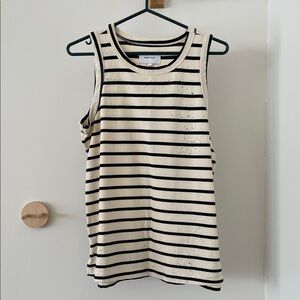 Current/Elliott Black and Cream Striped Tank Top